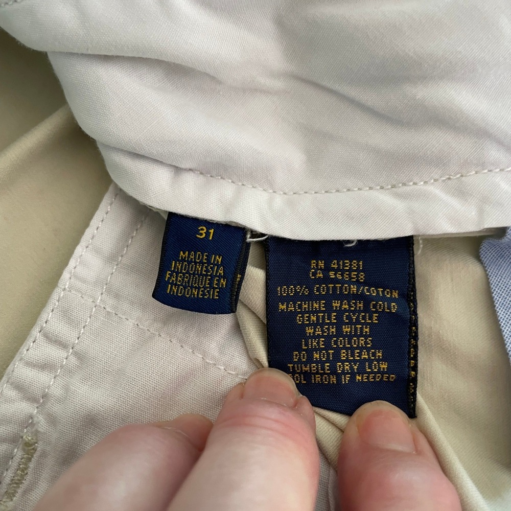 Polo Ralph Lauren Mens Classic Fit Chino Shorts Khaki Tan Cotton Size 31 - Picture 8 of 8